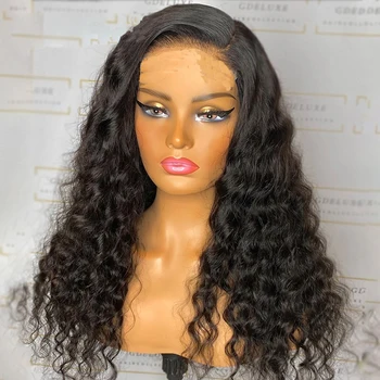 

Long Curly Natural Black Mechanism Synthetic Wigs High Temperature Side Part For Black/White Women Average Cap Size