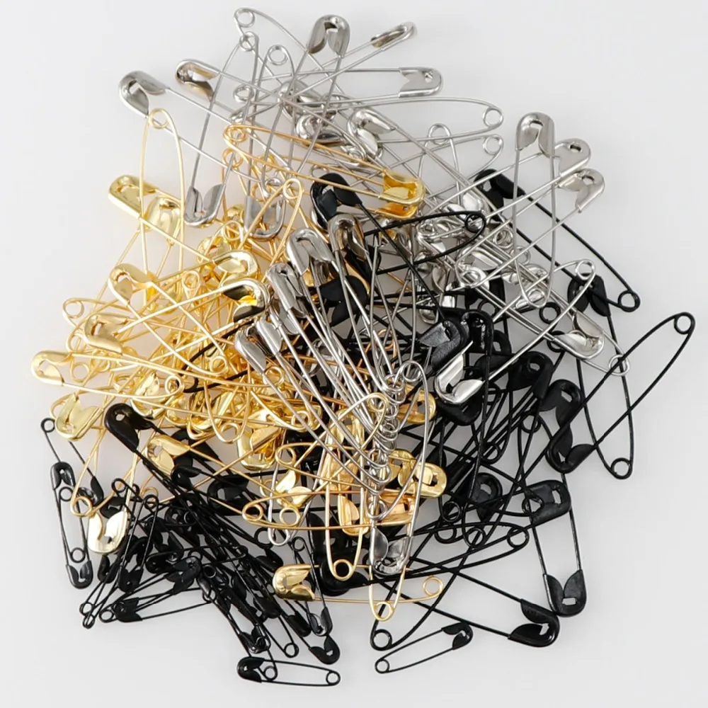 Description Picture 2 of item100Pcs Silver/Gold/Black Iron Safety Pins DIY Sewing Tools Accessory Large Safety Pin Small Brooch Apparel Accessories