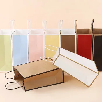 

11 Colors Blank Clothing Packaging Shopping bag with handle white paper gifts bags kraft paper bags 30pcs/lot