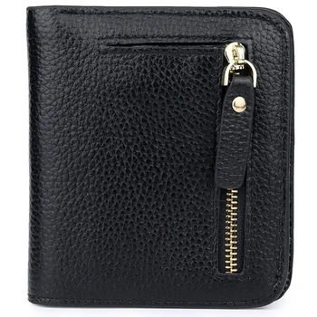 

2019 hot sell short women's Genuine leather wallet new top layer leather ultra thin change lovely wallet bag one piece