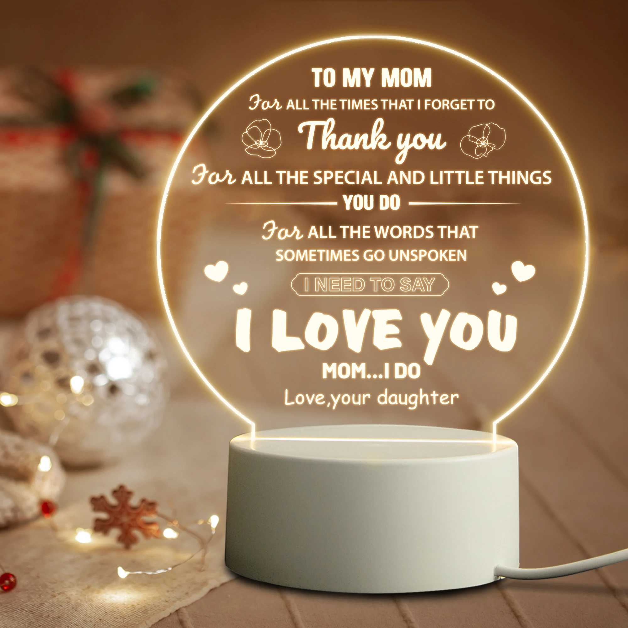Christmas Gifts for Mom, Gifts for Mom from Son Daughter, Mom Birthday  Gifts - Engraved Night Lamp -…See more Christmas Gifts for Mom, Gifts for  Mom