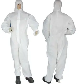 

Newest 2020 Disposable Health Protective Clothing Unisex Man Women White Coveralls Protective Suit With Hat Lab Coat Plus Size