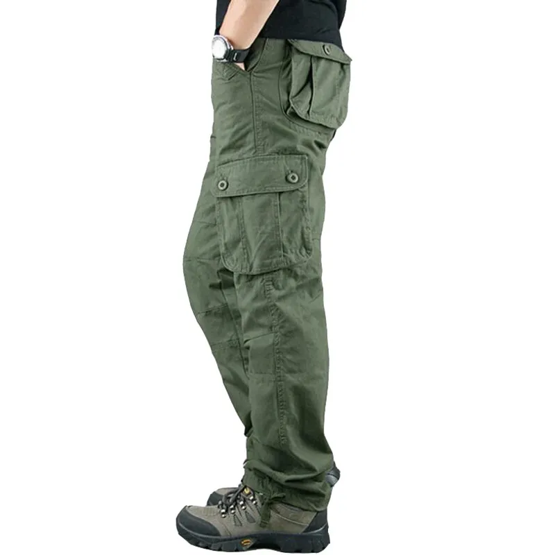 

Men Cargo Pants Multi-pocket Cotton Military Tactical Trousers Hiking Trekking Joggers Sweatpants Casual Straight Long Pants 44