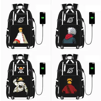 

New Style Schoolbag Anime Naruto Luffy Backpack Boys Girls USB Charging Port Laptop Bag Leisure Travel Bag for Teens Students