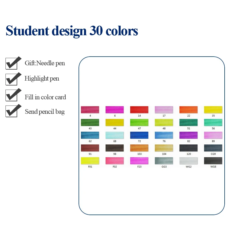 Student-30colors STA 3203 маркер для рисования набор двойной головой художественный эскиз жирной на спиртовой основе Маркеры Ручка 30/36/40/48/60/80/128/201 Цвета для анимации - Цвет: Student-30colors