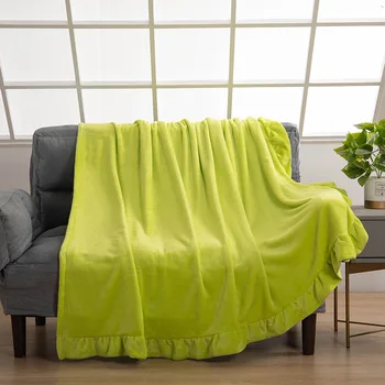 

Pure color flannel blanket wholesale thick bed sheet lace sofa blanket for beds b113