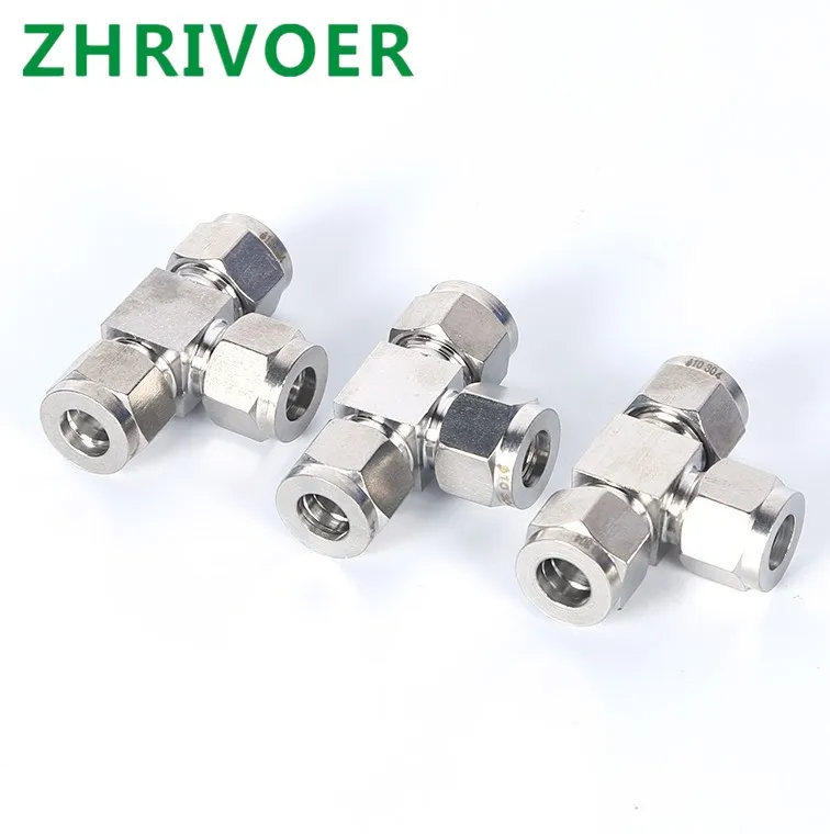 

T Тип 3 Way 4 мм 6 мм 1/8 ''1/2 ''нержавеющая сталь 304 одинарный наконечник тройник фитинг обжимной соединитель фитинги для труб