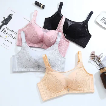 

Bra sexy lace seamless no steel ring gathered up adjustable flower pattern
