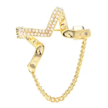 

Wuli&baby Exquisite Chain Star Brooches For Women Designer Pearl Ins-style Party Office Brooch Pin Gifts