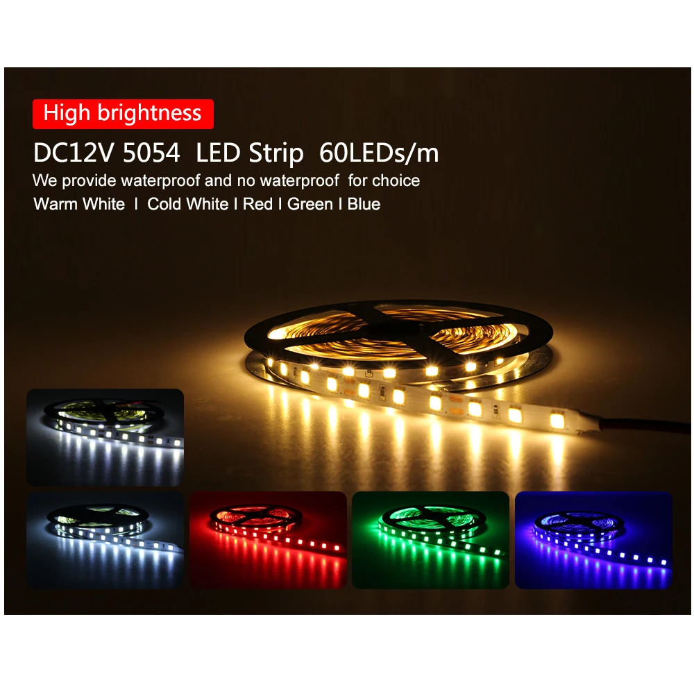 Новое поступление яркой светодиодной ленты 5054 DC12V Гибкие светодиодные лампы и RGB
