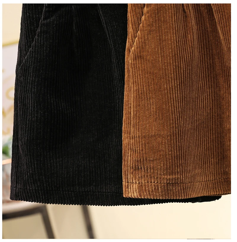 Lucyever плюс Размеры Для женщин вельветовые шорты осень-зима Винтаж эластичный Высокая Талия Свободные Короткие штаны-шаровары, детская одежда в Корейском стиле, теплая снимки 5XL