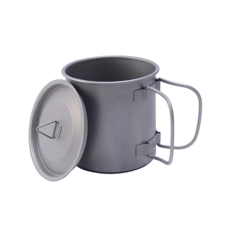 

400ml Titanium Pot Titanium Water Mug Cup with Lid and Foldable Handle Outdoor Camping Pot Cooking Pots Picnic Outdoor Tool
