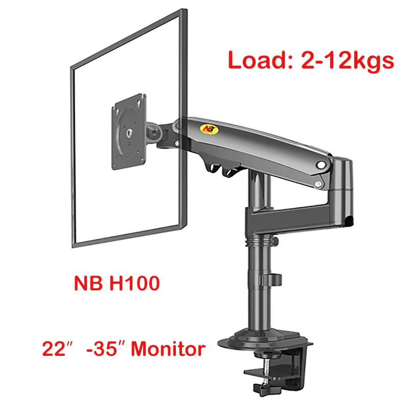 Mola de Gás Braço de Movimento Suporte de Montagem Nova Led Monitor Titular Completo Desktop Ergonômico tv Carga 2-12 Kgs nb H100 22-35 Lcd - Image 2