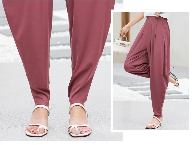 2020 New Summer Women Harem Pants High Waist Wide Leg Pants Casual Ankle-Length Trousers Loose Korean Plus Size Black Pants