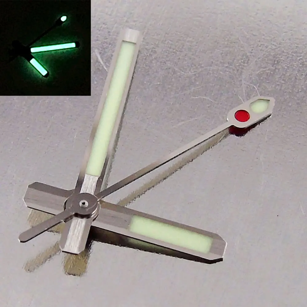 

C3 Green Luminous Watch Hand Needles fit NH35A NH36A 4R35 4R36 7029 Stereoscopic Three-dimensional Silver Set
