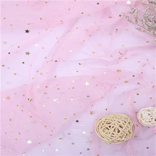pink golden 1,6*1 метр/сумка Звезды Луна сеточка пайетки Ткань DIY детская юбка для душа Свадебная вечеринка украшения фон реквизит декоративная ткань - Цвет: pink golden