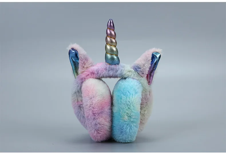 Ladies Unicorn Earmuffs Fashion Winter Warm Lovely Headwear Accessories Soft High Quality Autumn Rainbow Color Winter Earmuffs