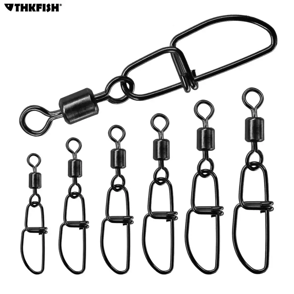 

30pcs/lot #1-#8 Stainless Steel Fishing Rolling Swivel Cross Lock Snap Fishhook Lure Connector Fishing Tackle