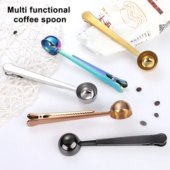

Multifunctional Stainless Steel Measuring Spoon With Clip for Keeping fresh Kitchen Supply QP2