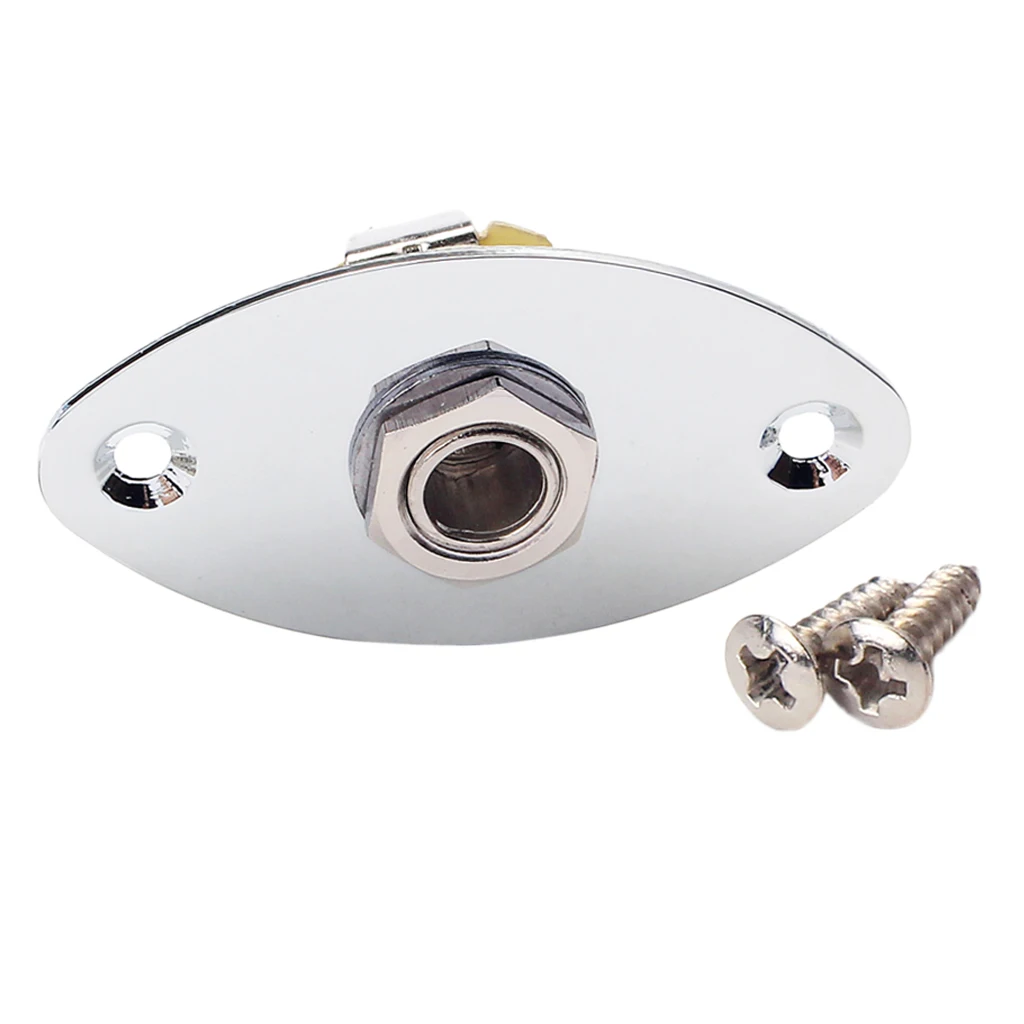 Chrome Flat Guitar Bass Output Jack Plate 1/4'' For Cigar Box Guitar Parts