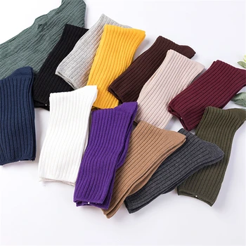 

Cotton Cute Hot New Hosiery Pile Heap Solid Socks Mid Tube Socks Candy Color Women Kawaii Winter Warm Harajuku Fashion