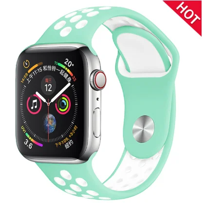 Band for Apple Watch 5 4 3 2 1 42MM 38MM soft Breathable strap Silicone Sports bands for Nike+ Iwatch series 5 4 3 40mm 44mm - Цвет ремешка: 9