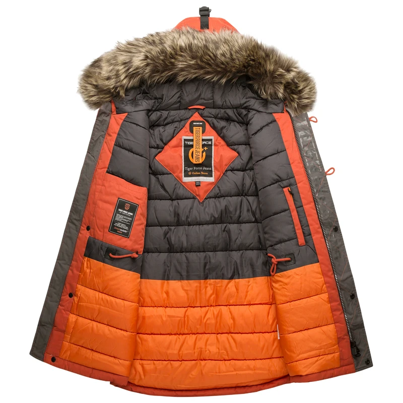 Skup TIGER FORCE Parka męska kurtka zimowa wodoodporna kurtka z kapturem pikowana kurtka narciarska wyjątkowo zimna rosja płaszcz męski