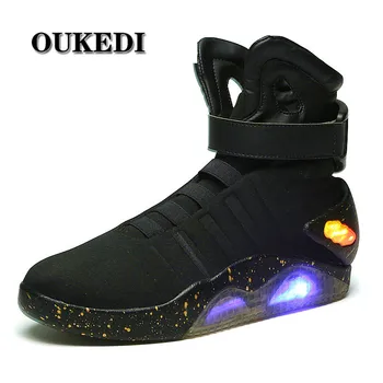 

Future world soldiers Men basketball shoes Limited Edition Led Luminous Light Up Hight Top boots USB Charge Walking shoes 45 46