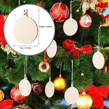 

100Pcs DIY Wooden Christmas Balls Craft Decoration Hanging Tag Ornaments Wedding Party Supplies Craft Accessories