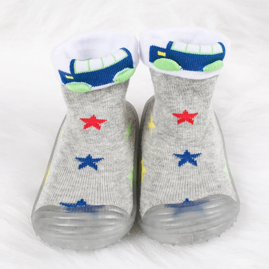 Милая Осенняя обувь для новорожденных, удобные зимние ботинки с героями мультфильмов для маленьких мальчиков и девочек теплая Нескользящая детская обувь - Цвет: Gray