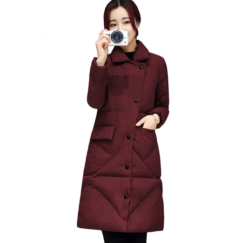 Зима 2020 Новая мода длинная парка пальто тонкая Толстая водолазка теплая куртка с