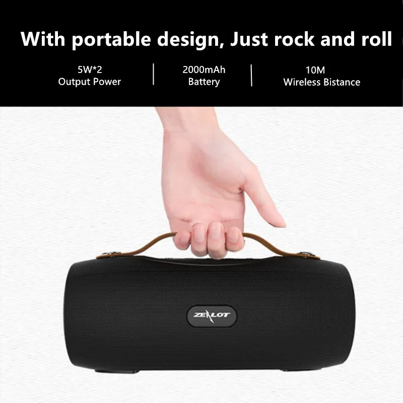 

ZEALOT s29 Portable wireless Bluetooth Speaker Stereo system TF FM Radio Music Subwoofer Column Flashligh Speakers for Computer