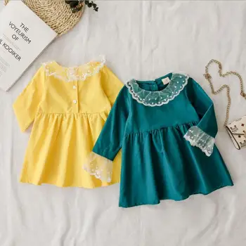

Spring Baby Girls Sweet Long Sleeve Blouse Lace Dress, Princess Kids Cute Clothing 5 pieces/lot, Wholesale