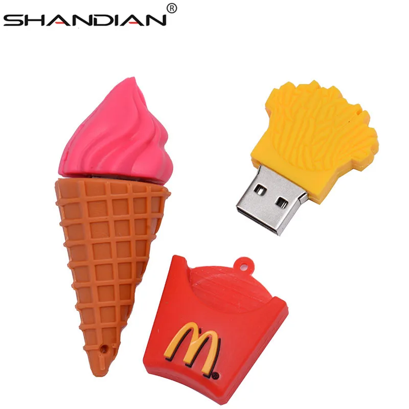 SHANDIAN usb флеш накопитель с рисунком картофеля фри милый 4 ГБ 8 16 32 64 карта памяти