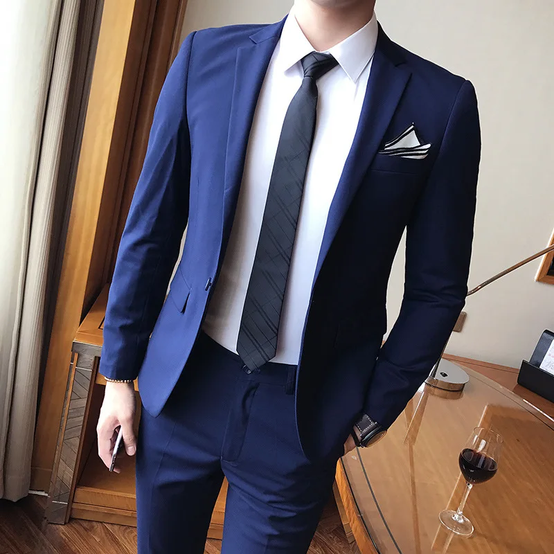 

2019 Spring And Autumn New Style Fashion North Mode One-Button Suit Men's Suit Two-Piece Set