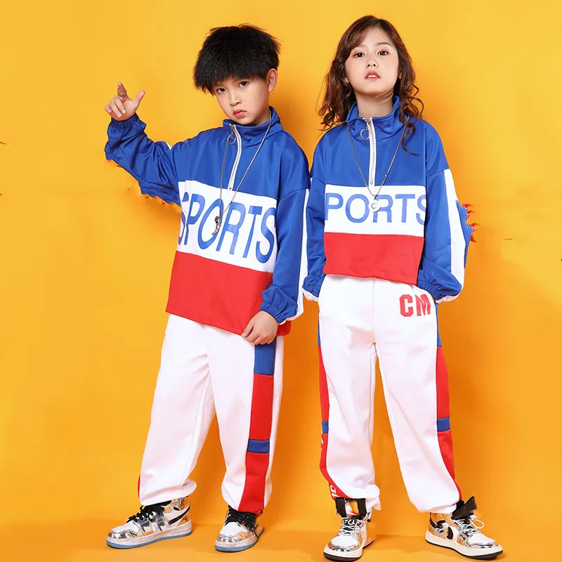 Kids Cool Hip Hop Clothing Stand Collar Jacket Coat Pullover Top Running Causal Pants for Girls Boys Jazz Dance Costumes Clothes (8)