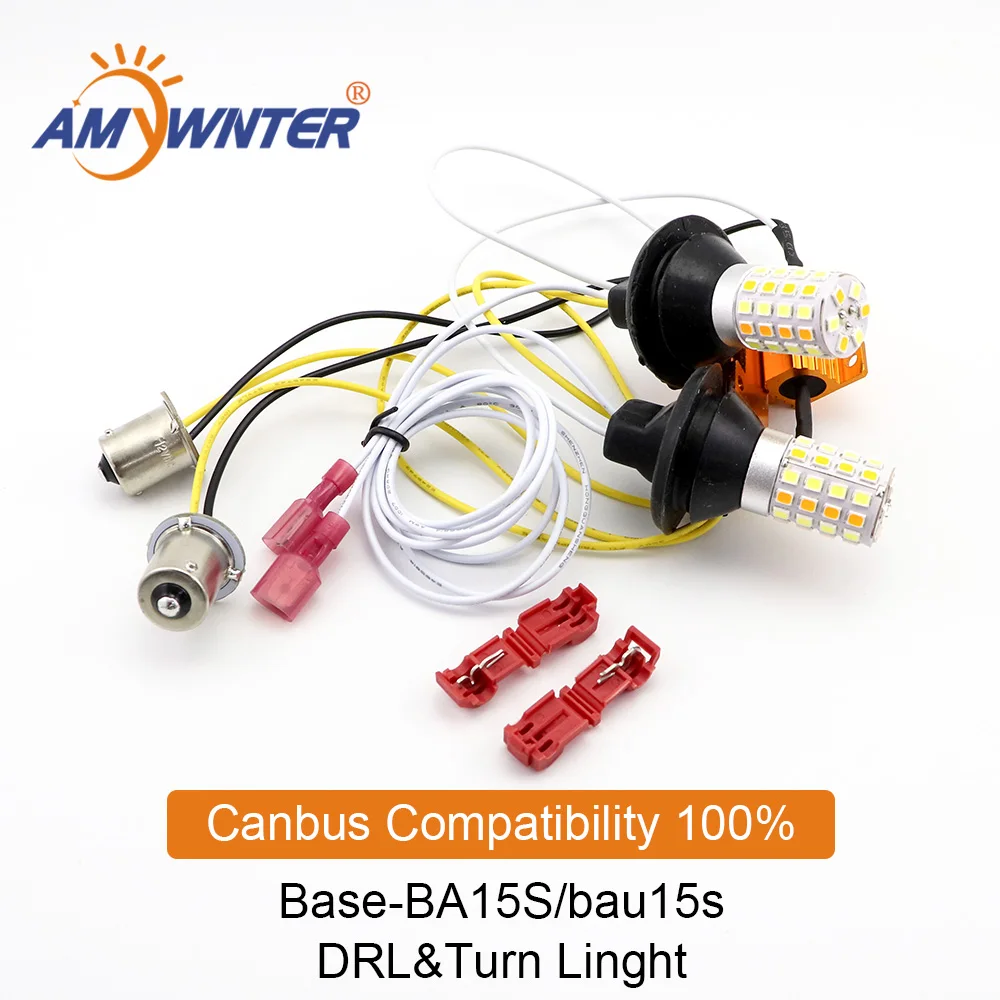 AMYWNTER T20 drl 7440 Canbus 800LM 21 Вт Автомобильный светодиодный светильник двухцветный переключатель поворотов лампа Светодиодный дневной ходовой светильник DRL