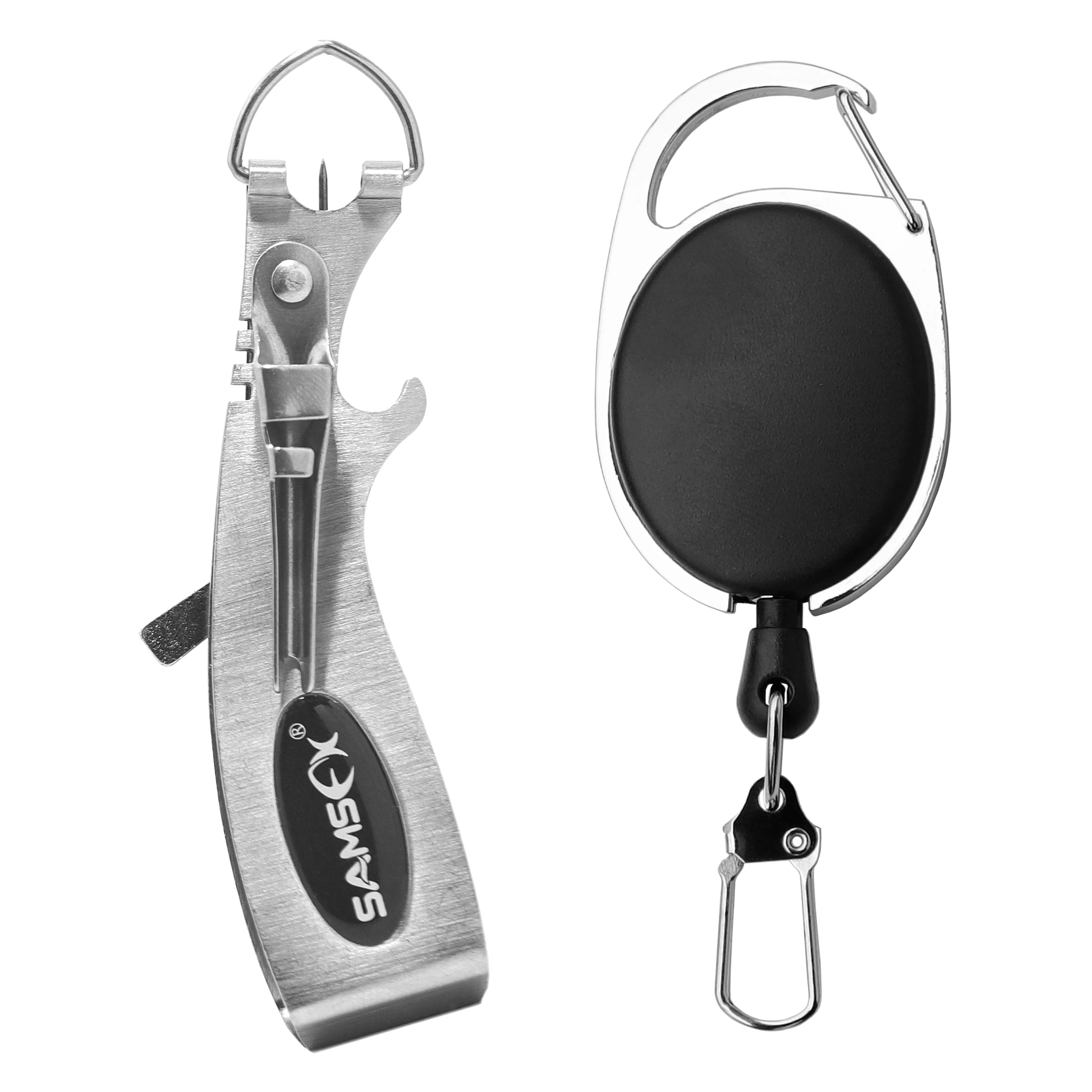 SAMSFX Fishing Quick Knot Tying Tool 6 in 1 Fly Line Clippers with Zinger Retractor | Спорт и развлечения