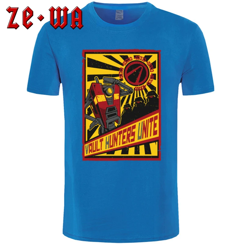Vault_Hunters_Unite__10462 Summer Tshirts for Men 100% Cotton Fall Tops Shirts Tops & Tees Short Sleeve On Sale Round Neck Vault_Hunters_Unite__10462 blue