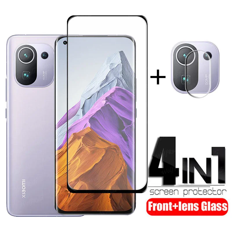 

4-в-1 для Xiaomi Mi 11 Pro стекло для Mi 11 Pro Защитная стеклянная пленка для телефона HD экран Protetor для 11 Pro Защита объектива камеры