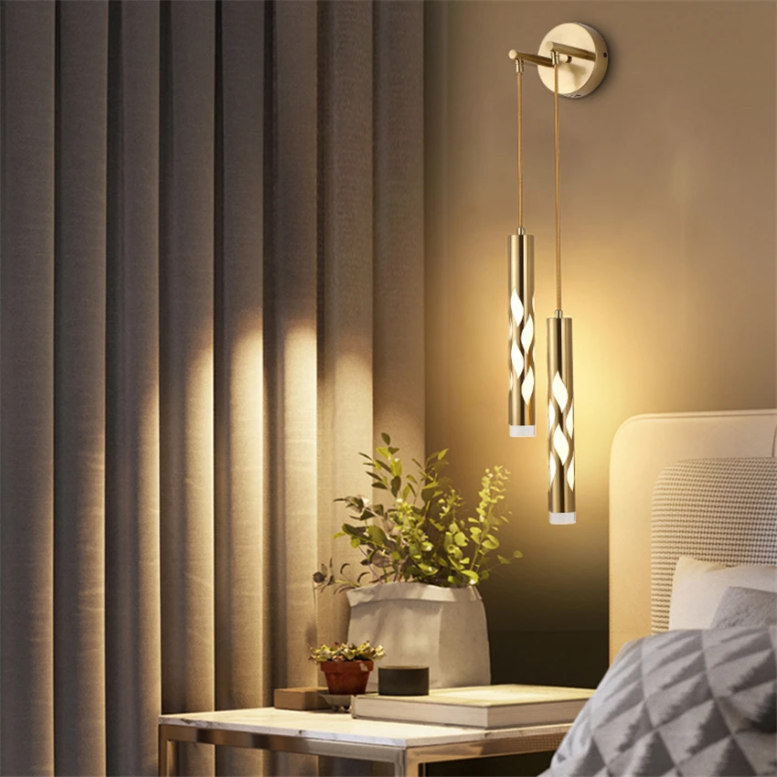 Nordic Luxury Hanging Wire Wall Lamps Bedroom Bedside Modern Living ...
