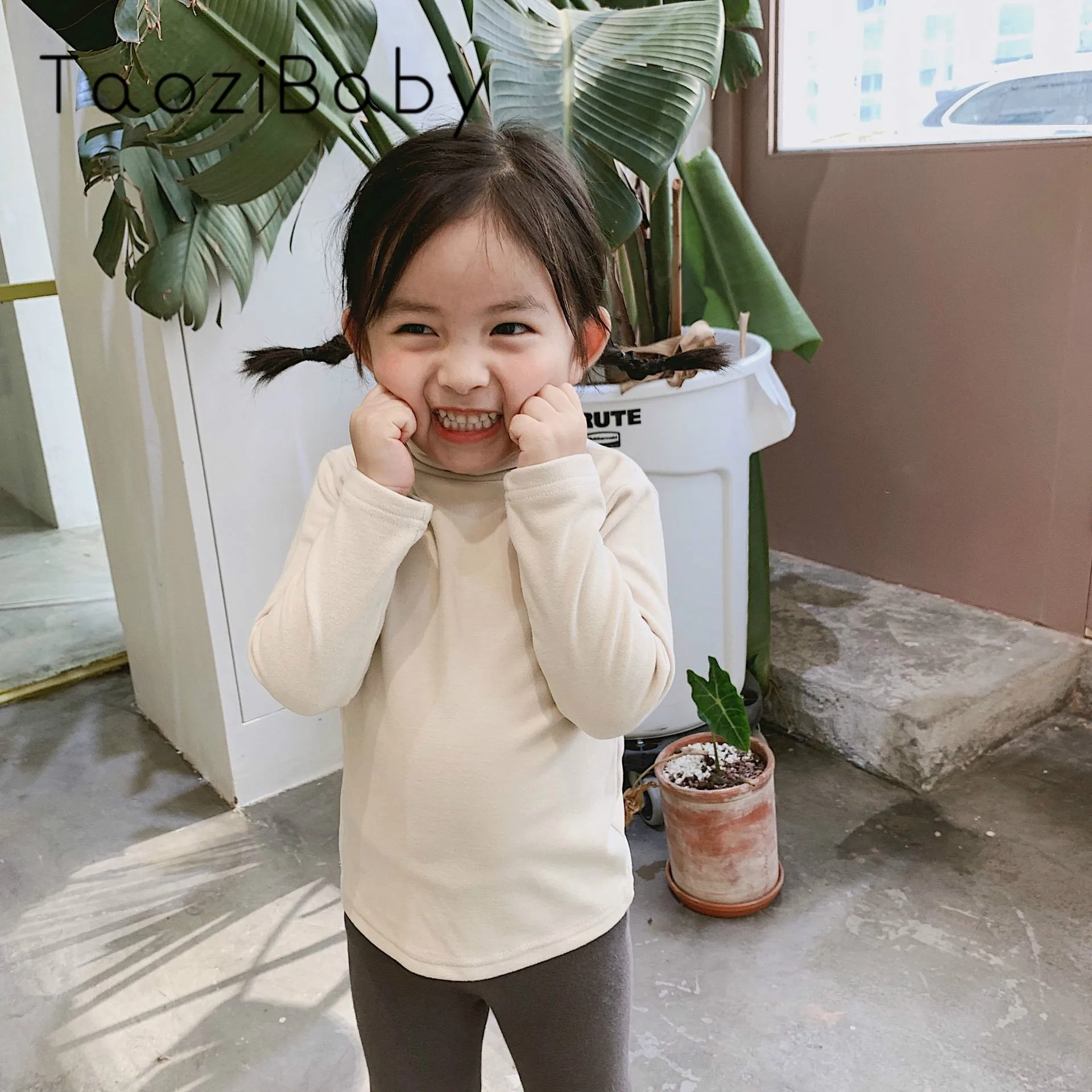 Children Clothes Winter New Korean Girls High Neck Base Coat Kids Soft Elastic Solid Color Top Boys Long Sleeve Tops