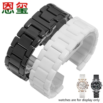 

High quality Ceramic watchband 16*9mm 20*11mm black white wristband Concave interface Replacement strap for men and women