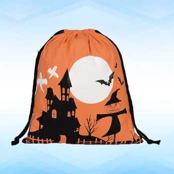 

2 Pcs Halloween Candy Bags Castle Pattern Decorative Elements Drawstring Bags Storage Bags for Children Teenagers