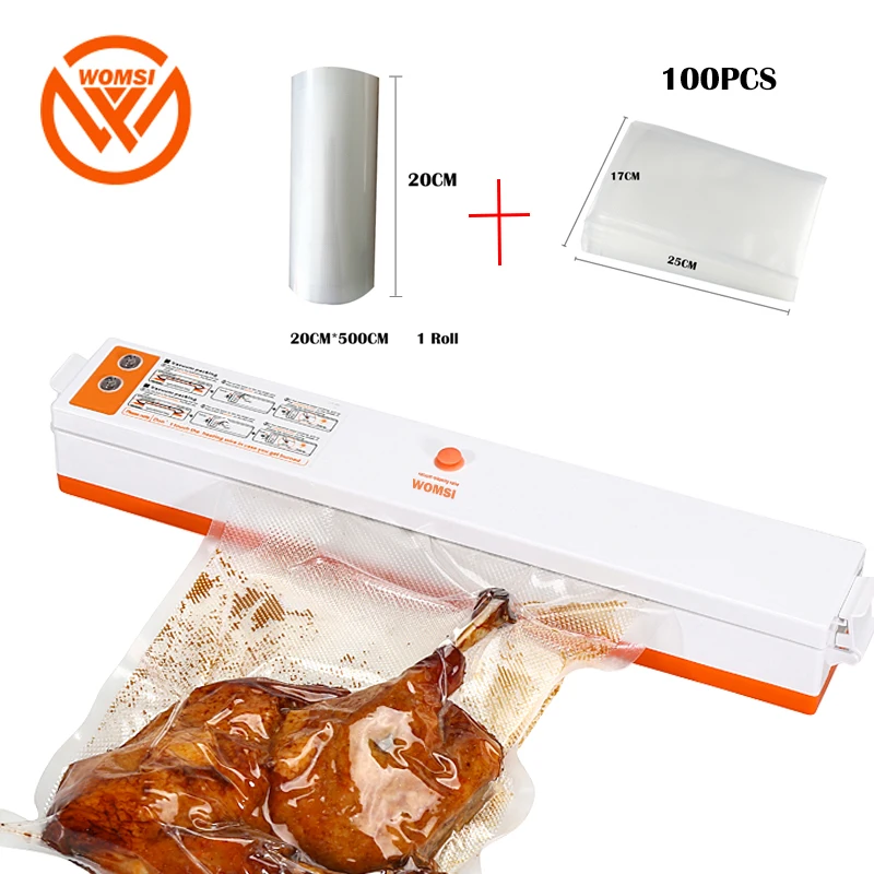 

Food Vacuum Sealer QH01 PaWOMSI ckaging Machine 220V including 15Pcs bag Vaccum Packer can be use for food saver 17*25CM 100PCS