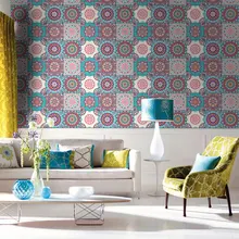 Самоклеящаяся настенная бумага для ванной водонепроницаемый пол видение масло для кухни устойчивая клейкая бумага средиземноморская плитка настенные наклейки T