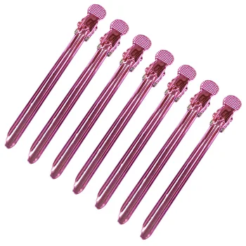 

12pcs Hairdressing Clips Professional Stainless Steel Duckbill Hair Clips Hair Styling Tool (Rosy)