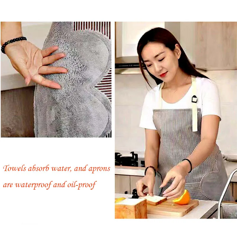 Home Cooking Baking Apron For Kitchen Cafe Shop BBQ Waterproof Dustproof Anti-oil Antifouling Kitchen Apron Women AbsorbentTowel