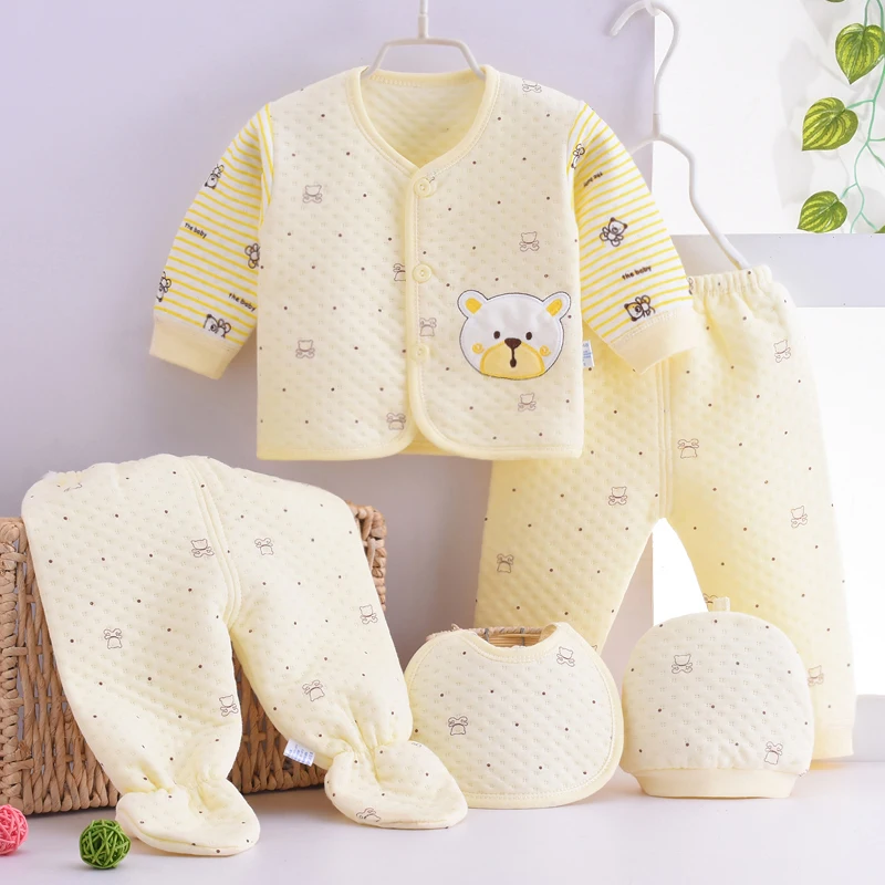 Baby Clothing Set luxury 0-3M Soft Newborn Infant Baby Suits Boy Girl ClothesTops Pants Bibs Hat 5Pcs/Set 100% Cotton Unisex Clothing Set For Baby Outfit Baby Clothing Set medium