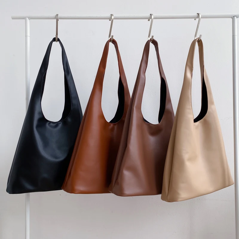 

Solid Color New Casual Middle Women Handbag Designer Ladies Shoulder Bags High Quality Soft PU Leather Female Triangle Bag